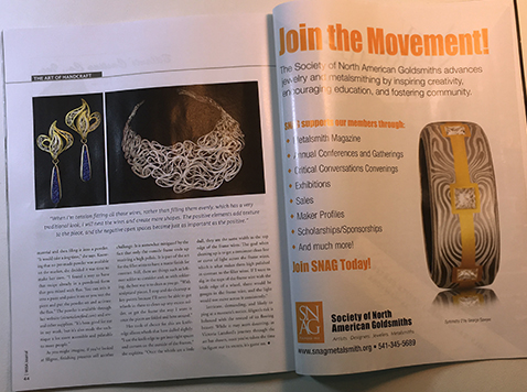 Victoria's work featured in MJSA Journal, June, 2016