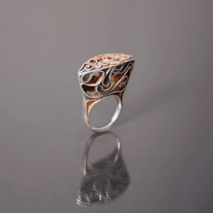 Escape II, Wire granulation, pierced, and hollow constructed ring