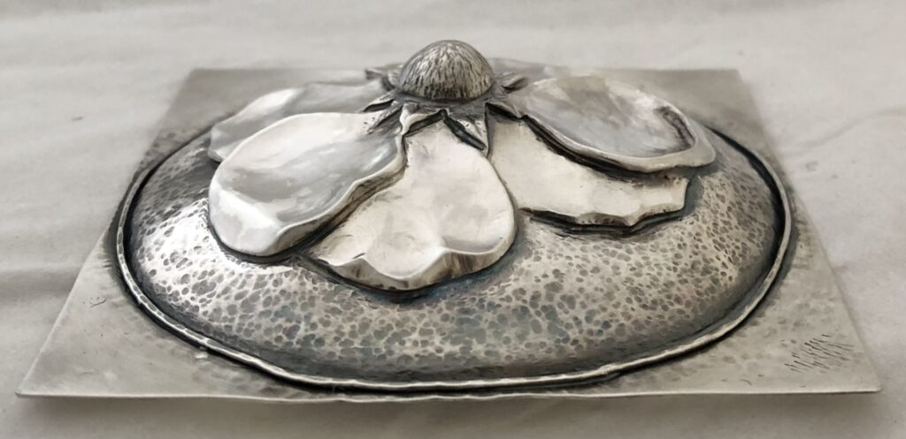 Judi Schwartz - Eastern Repousse Strawberry Flower with wire rim in progress (profile)