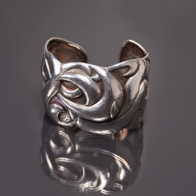 Circe's Revenge, Eastern repousse cuff bracelet; sterling silver