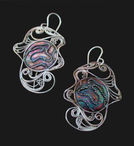 Catch a Falling Starfish, Russian filigree and granulation earrings