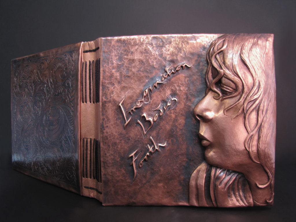 Imagination Bodies Forth, Eastern repousse copper bound artist book with hand lettering