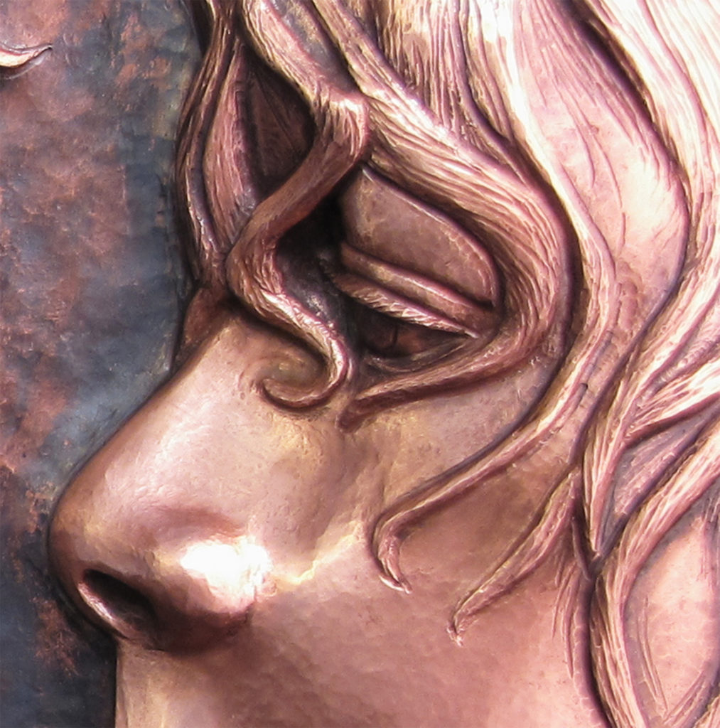 Imagination Bodies Forth, Eastern repousse copper bound artist book with hand lettering (cover detail)