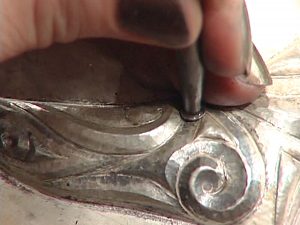 Thin Planishing tool in action - from the Eastern Repousse and Chasing video