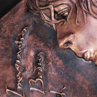 Imagination Bodies Forth, Eastern repousse copper bound artist book with hand lettering (cover detail)