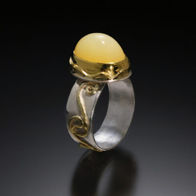 Twist of Lemon gold and silver, wire granulation ring by Victoria Lansford; photo by Pat Vasquez-Cunningham