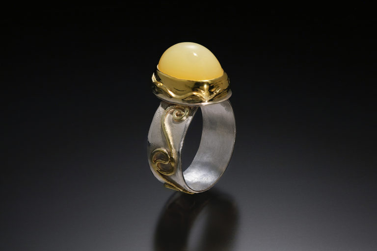Twist of Lemon gold and silver, wire granulation ring by Victoria Lansford; photo by Pat Vasquez-Cunningham