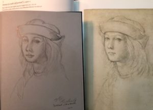After Raphael, graphite on gray Hahnemuhle paper