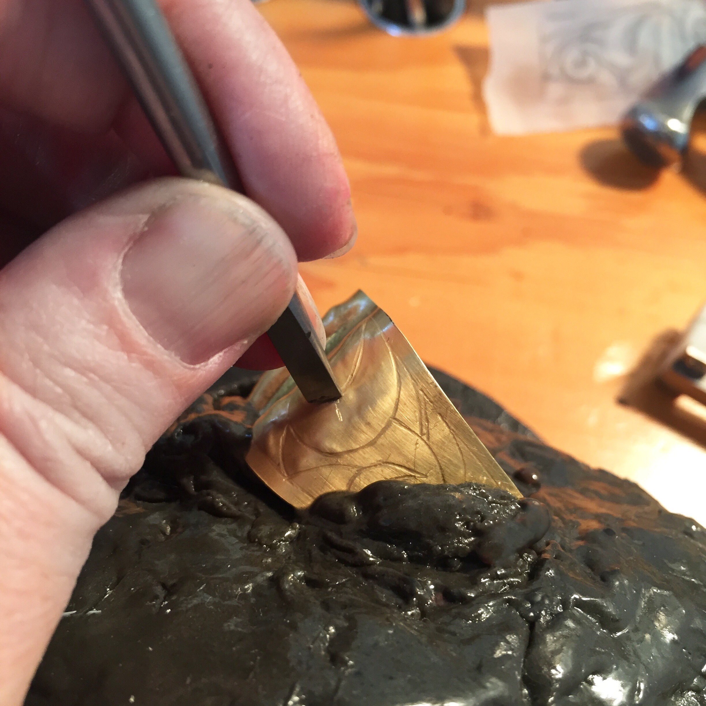 Enveloped V in progress, Eastern repoussé ring, 2016; 18k gold, 22k gold, Koroit opal
