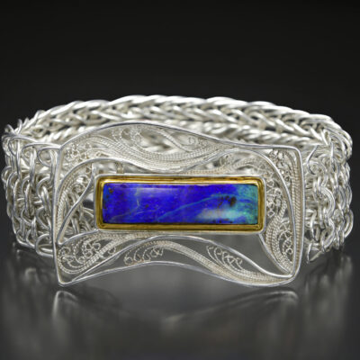 Kind of Blue III, Russian filigree bracelet; photo by Pat Vasquez-Cunningham