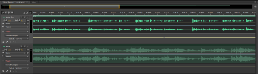 Screenshot of the piano and voiceover for one track of Giving Voice, Apple Book edition
