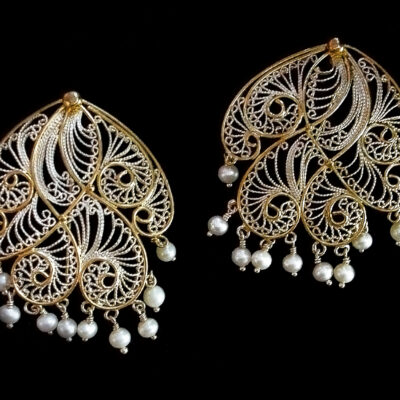 Midnight Sun, Russian filigree earrings by Victoria Lansford