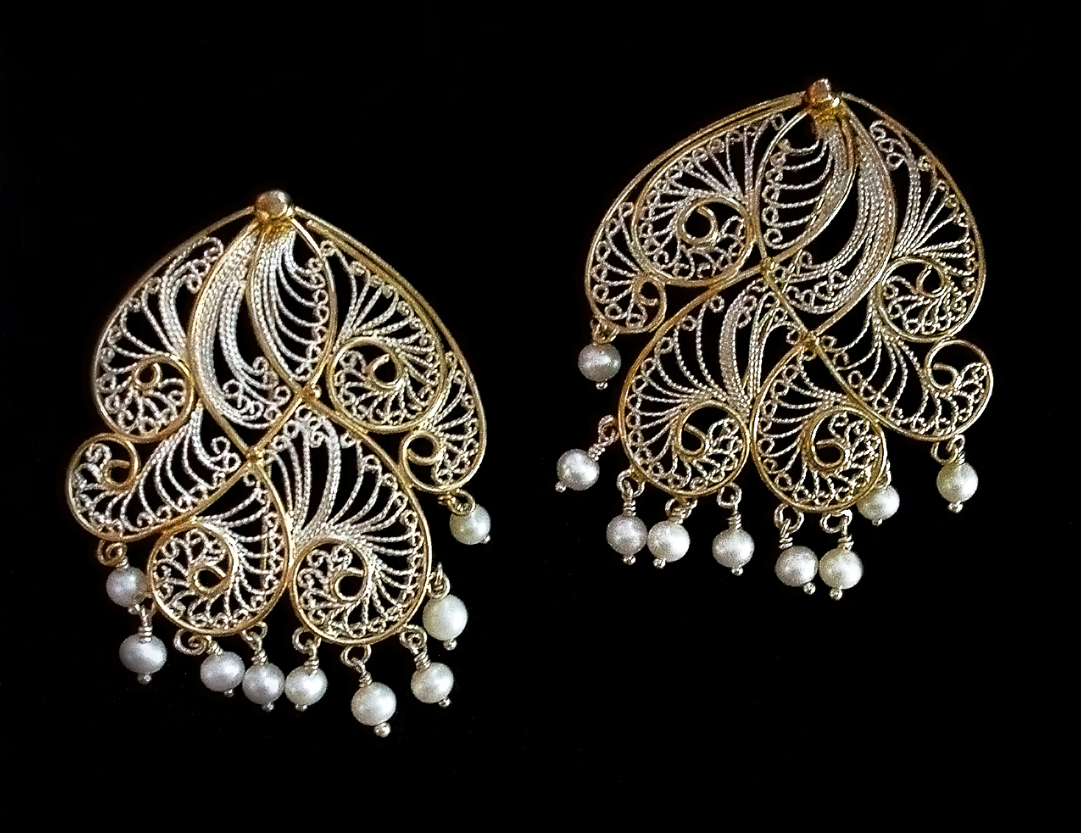 Midnight Sun, Russian filigree earrings by Victoria Lansford