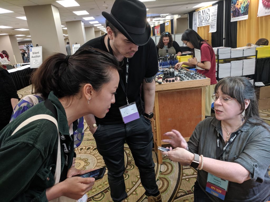 Demonstrating Eastern repousse at Rio's booth at SNAG Chicago, photo by Celina Zisman