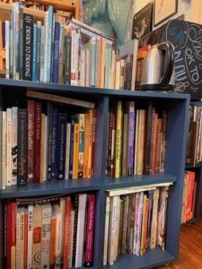 A few of the 800+ books in the studio...to be consumed with tea