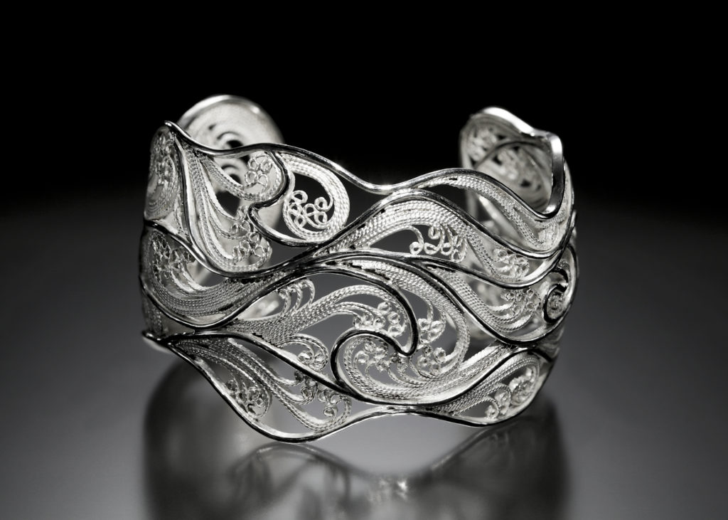 Storms of Juno, Russian filigree cuff bracelet by Victoria Lansford
