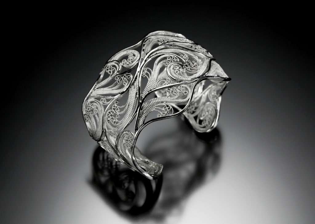 Storms of Juno, Russian filigree cuff bracelet by Victoria Lansford