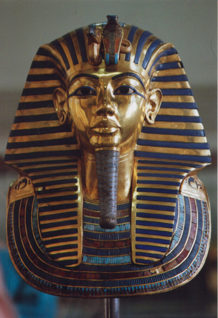 Gold, Eastern repousse mask of Tutankhamun; photo by Victoria Lansford, 1992