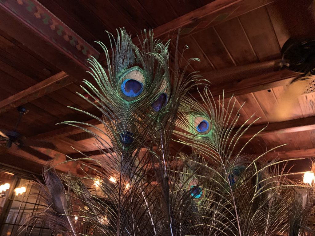 Peacock feathers in the lobby at the Bowery Hotel, NYC