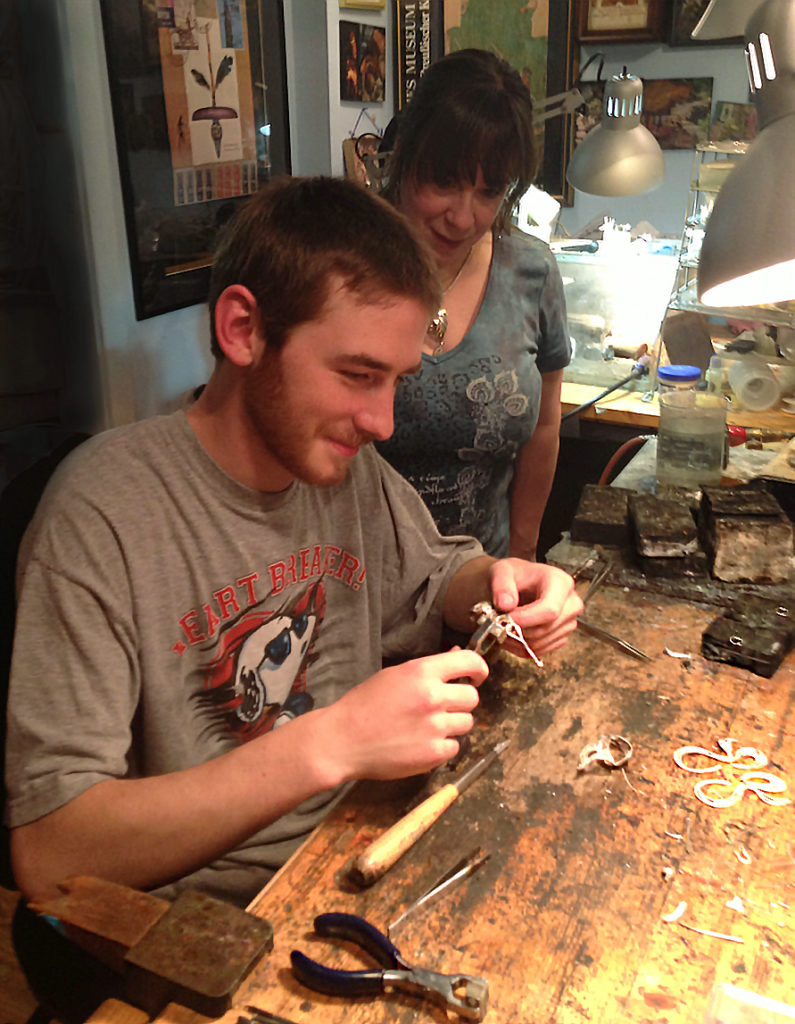 Intern Zebulon LeRay from Normandie, France in my studio, 2013
