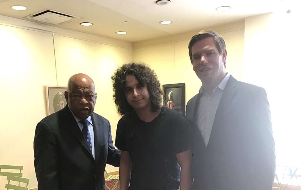My son Skyler meeting his hero and our Congressman John Lewis with Congressman Eric Swalwell