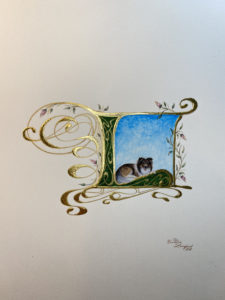 L Is for Lizzie , illuminated initial by Victoria Lansford