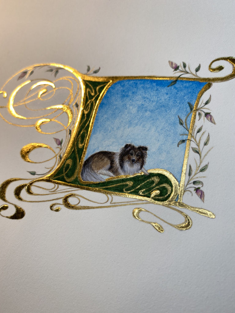 (detail) L Is for Lizzie , illuminated initial by Victoria Lansford