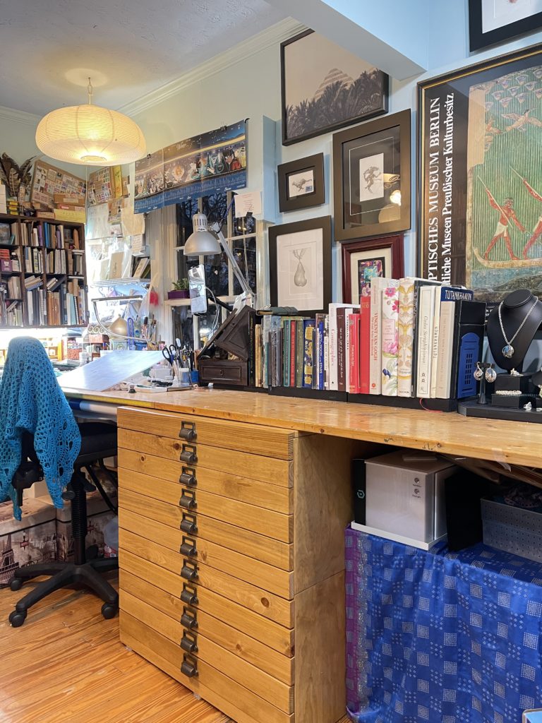 Custom flat file drawer in Victoria Lansford's studio