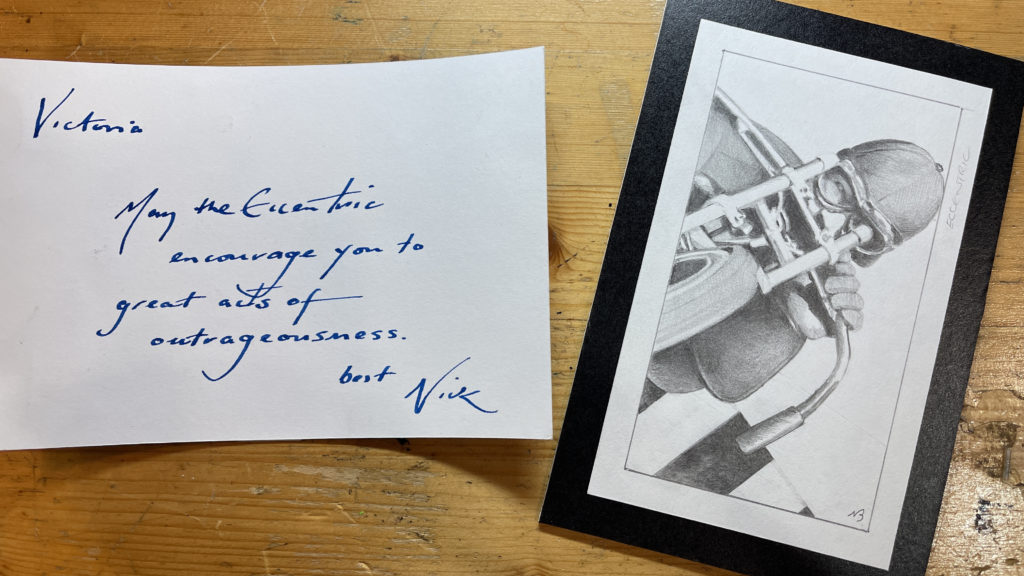 Nick Bantock's preliminary sketch for the Eccentric card from his Archeo deck