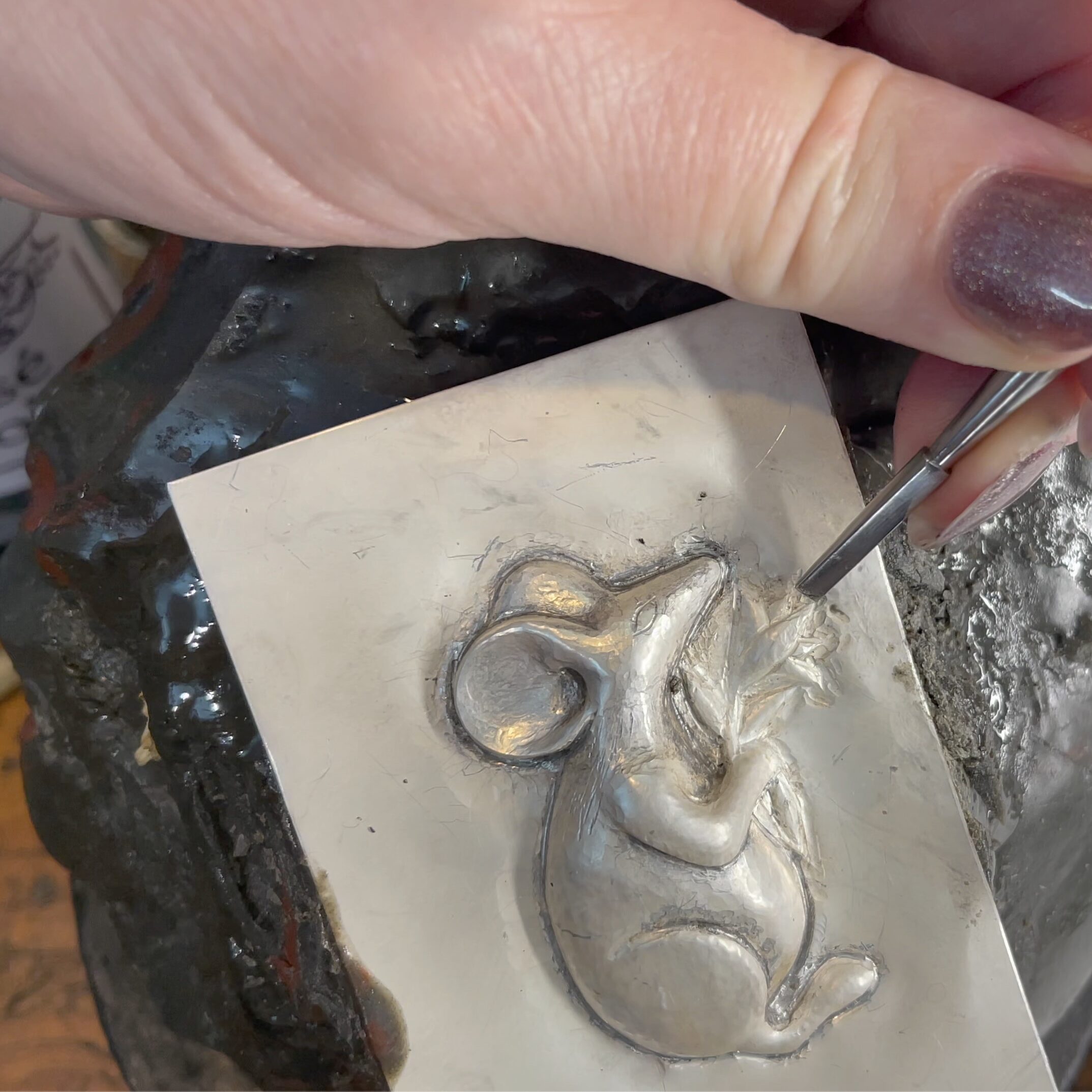 Eastern Repousse - Luna Mouse - in Progress During Class