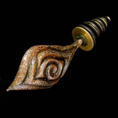 A Rose for Bacchus, wine stopper from Eastern repousse patterned mokume gane