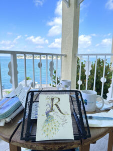 My Idea of a Work Trip - a little miniature illumination in progress on our balcony