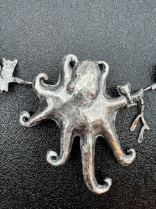 Eastern repoussé Octopus Necklace by Ruth Greening