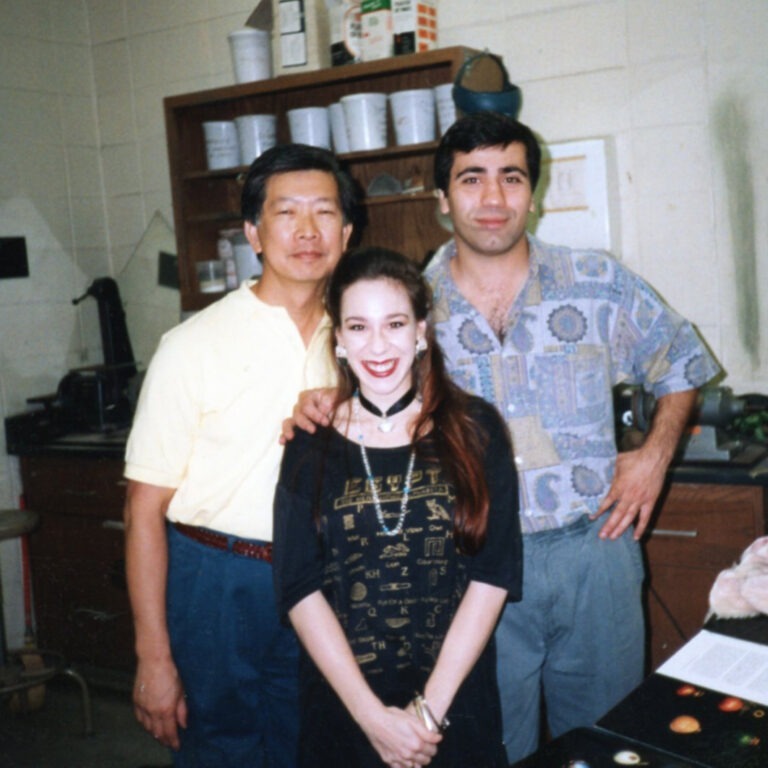 The metals studio at Georgia State University with Professor Richard Mafong (left) and then artist-in-residence Gia Gogishvili (right), 1993