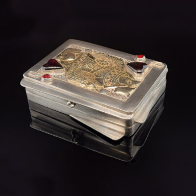 Ornamentation of the Mundane: Queen of Hearts; Eastern repoussé cosmetic box with 4 compartments