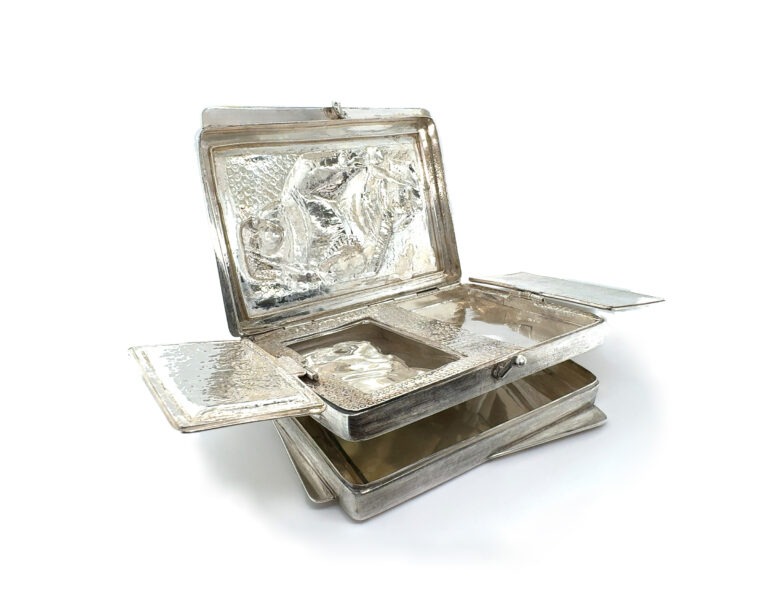 Ornamentation of the Mundane: Queen of Hearts
Eastern repoussé cosmetic box (shown open)