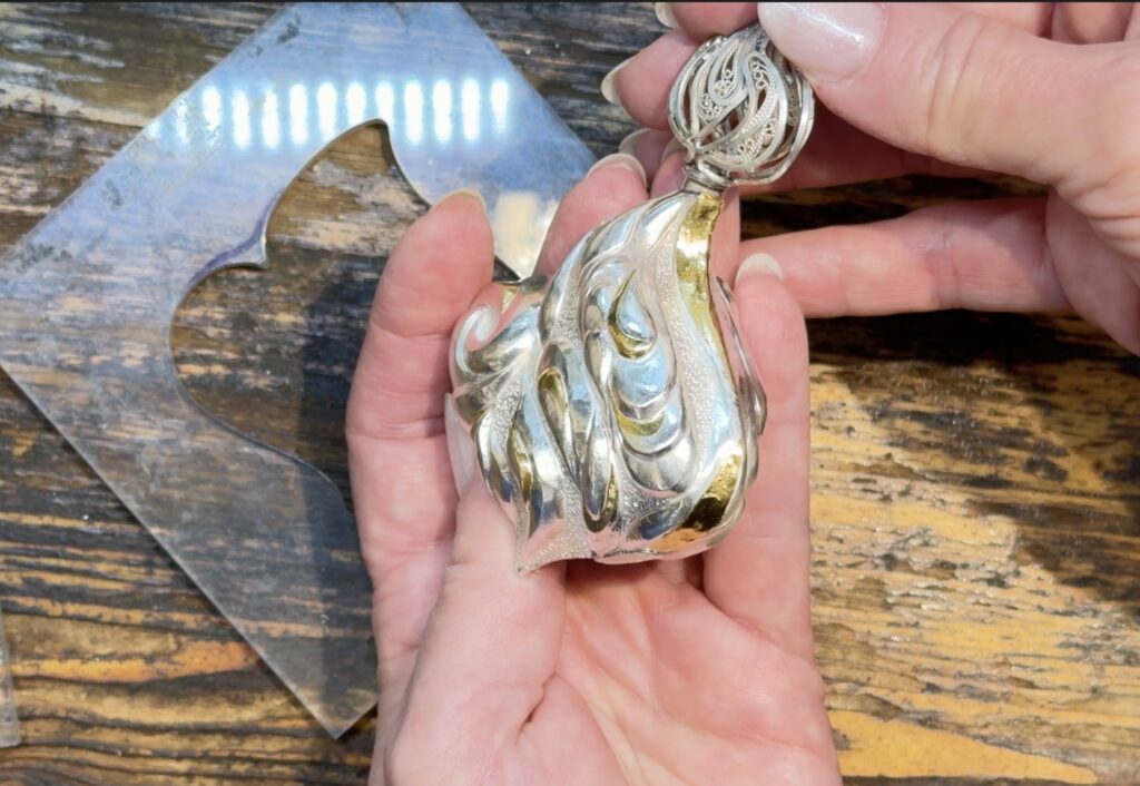Femina by Victoria Lansford – Eastern repoussé and hydraulic press perfume bottle, in-progress