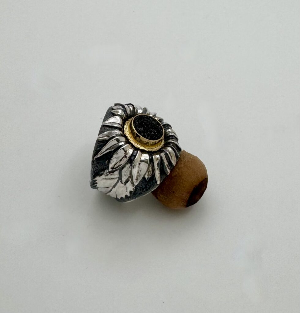 Eastern repoussé Sunflower ring by Judi Schwartz